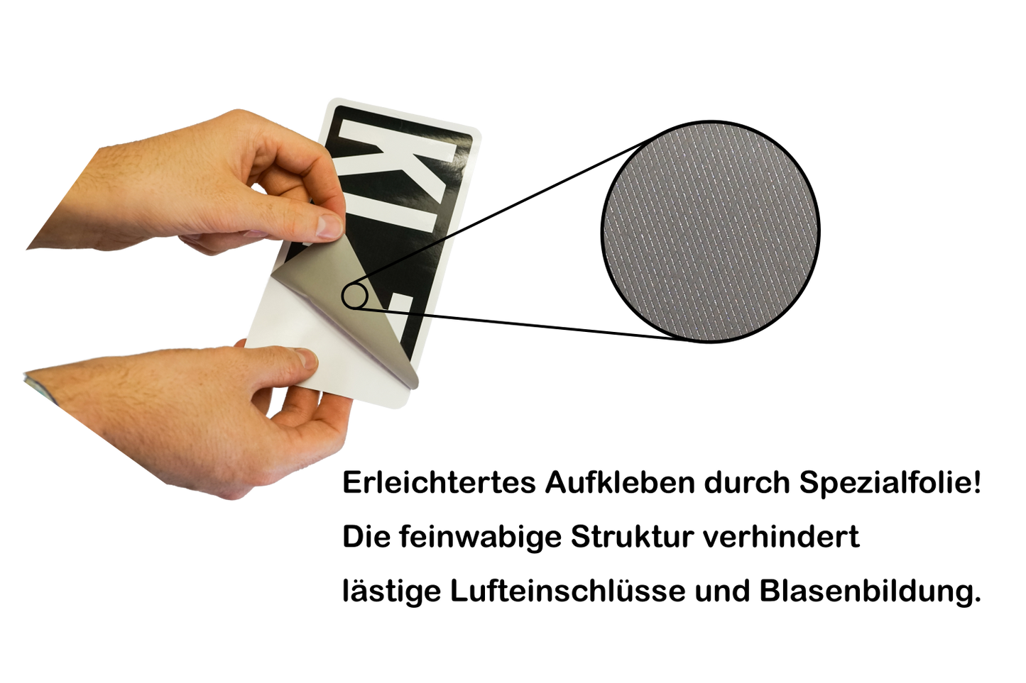 Hinweise zur erleichterten Montage des Aufklebers KL1 Steyr Traktor aufgrund feinwabiger Struktur.