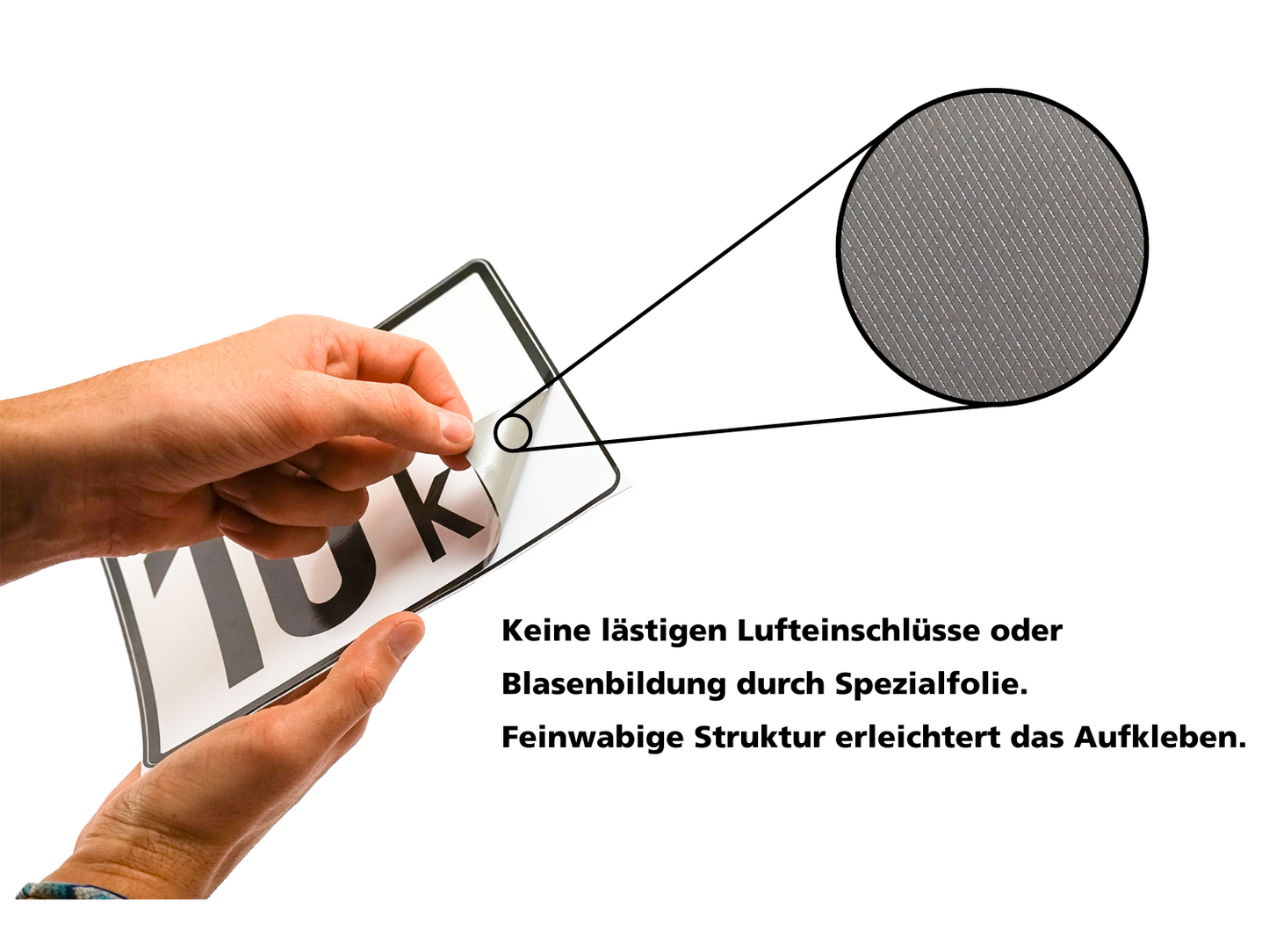 Hinweise zur erleichterten Montage des Kmh Aufkleber aufgrund feinwabiger Struktur.
